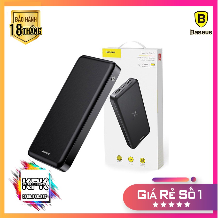 Pin sạc dự phòng không dây10000mAh Baseus M36 cho iPhone/ iPad/ Samsung/Oppo