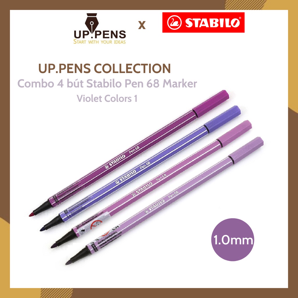 Combo 4 bút lông màu Stabilo Pen 68 Marker – 1.0mm – Violet Colors 1