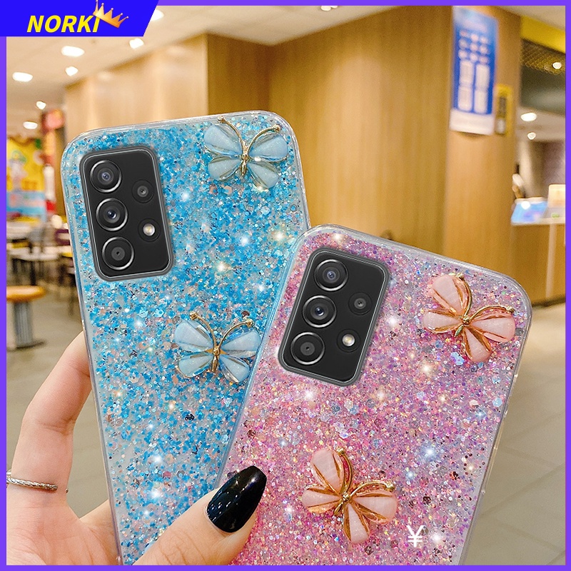 Ốp Điện Thoại Silicon Mềm Hình Bướm 3D Kim Tuyến Cho Samsung Galaxy S22 S21Plu S21FE S20FE Note 20 Ultra 10Plus 10Lite