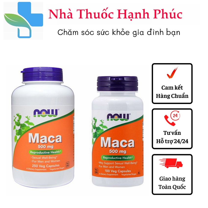 Viên uống tăng cường sinh lực, cải thiện khả năng sinh lý Now Maca 500mg - Tăng cường sinh lý , bổ thận tráng dương
