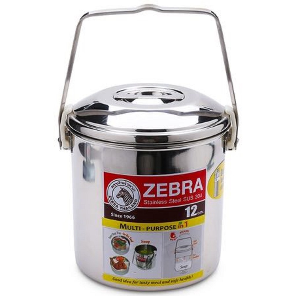 Camen inox zebra 14cm ngăn lòng sâu auto lock Thái Lan 151625 dung tích 3l