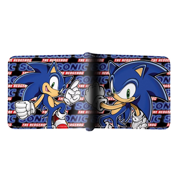 Ví Sonic Ngắn Nửa Gấp Đựng Thẻ Full Màu Hoạt Hình Anime Nam Trẻ Em Ví Đựng Tiền Xu Bé Trai