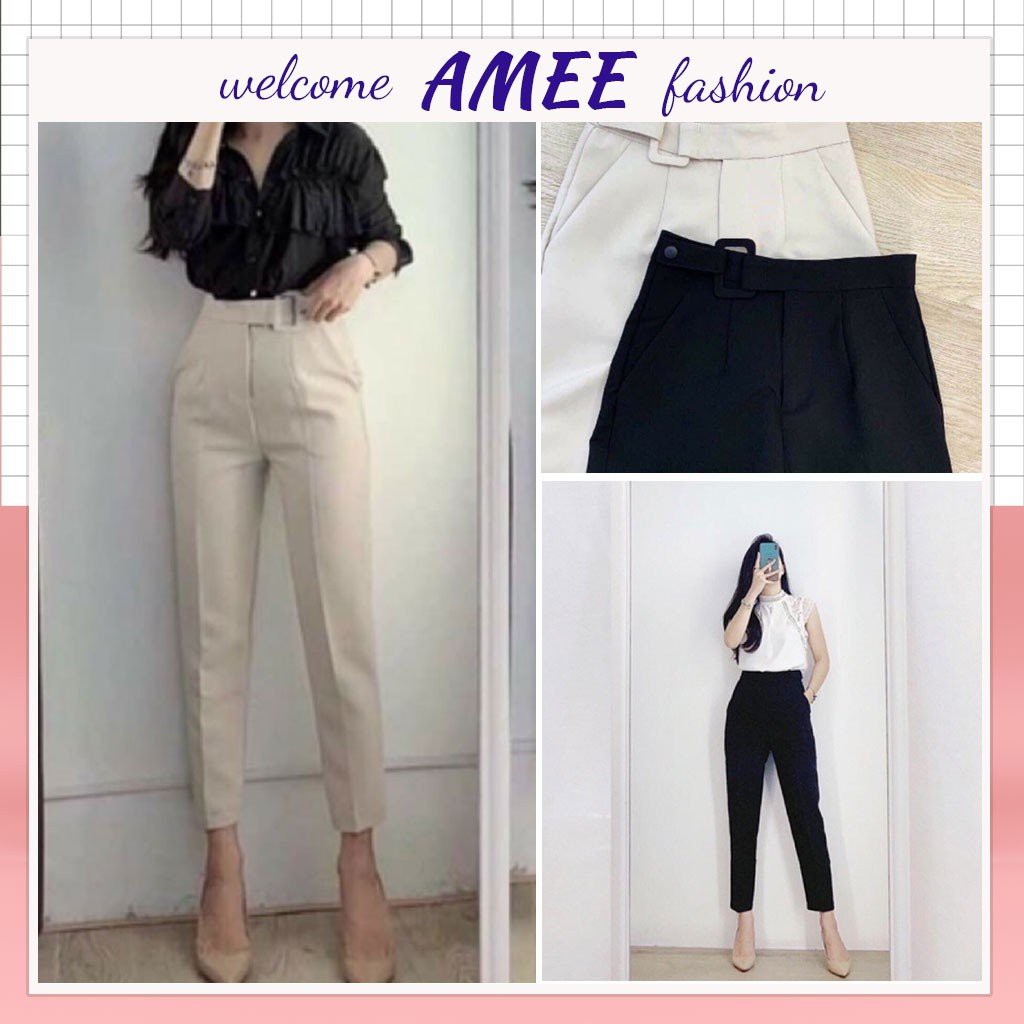 Quần baggy công sở nữ kèm đai bọc siêu Hot Amee Fashion