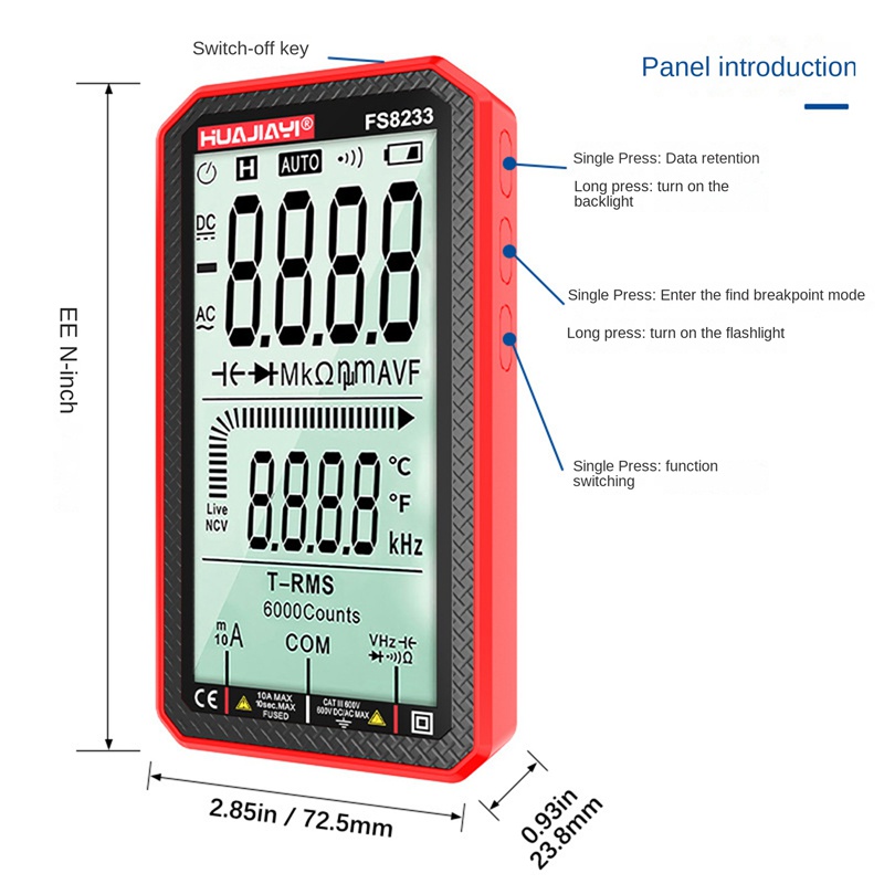 Đồng Hồ Vạn Năng Kỹ Thuật Số Thông Minh HUAJIAYI FS8233 Đếm 6000 True RMS