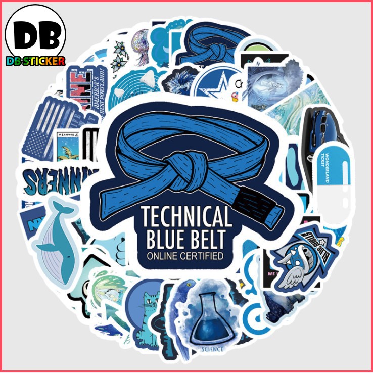 [Set 50 Cái] Sticker dán mũ bảo hiểm, laptop phong cách xanh dương - DB.067
