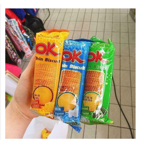 Hàng mới Bánh quy giòn OK THIN BISCUIT CRACKER Thái Lan 360g lát mỏng