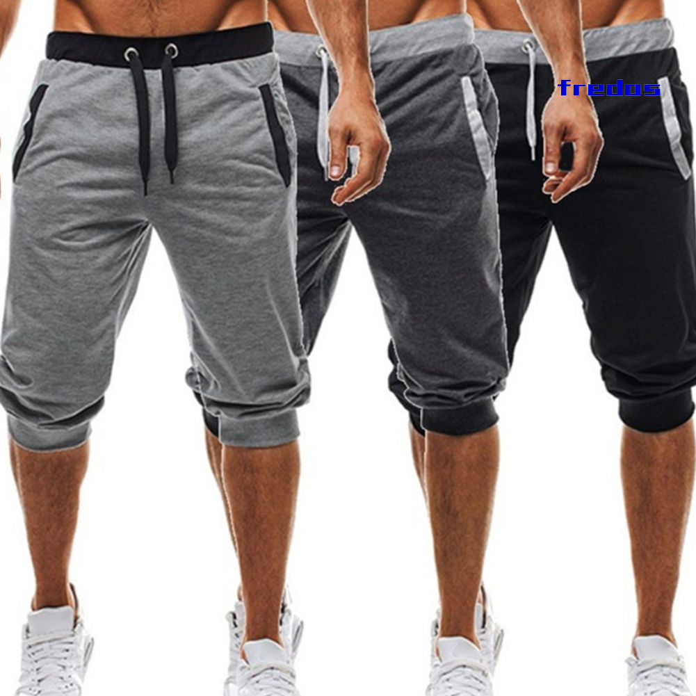 Men Harem Pants Shorts Sport Drawstring Jogger Trousers