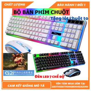 Trọn Bộ Combo Bàn Phím G21 Pro Led 7 Màu Và Chuột Pro  Tặng Lót Chuột Siêu Lớn (SIÊU HÓT)  BẢO HÀNH 12 THÁNG