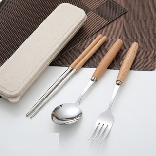BỘ ĐŨA THÌA DĨA INOX CÁN GỖ