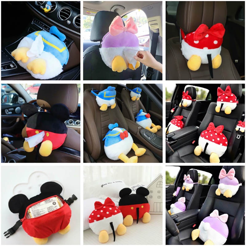 Hộp Đựng Khăn Giấy Hình Vịt Donald Gắn Tấm Che Nắng Xe Hơi Kiểu Hoạt Hình Dễ Thương