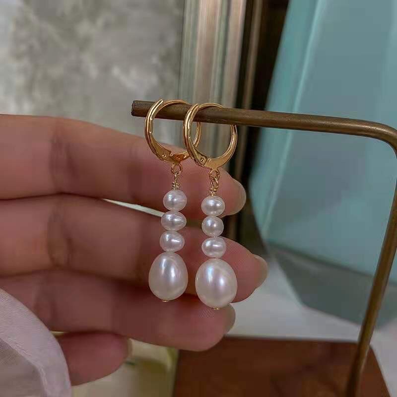 Khuyên tai bạc 925 mạ vàng dáng dài