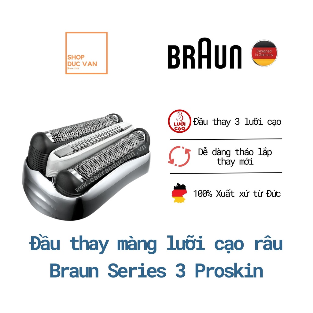Đầu Thay Màng Lưỡi Máy Cạo Râu Braun Series 3 ProSkin thế hệ mới 3090cc 3080s [ Shop Đức Vân ]