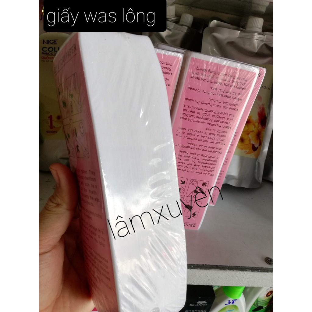 Giấy wax tẩy lông 100 miếng tiện lợi , dễ sử dụng xấp hồng  FREESHIP  chất bền ,tiện lợi cao cấp chuyên dụng cho salon