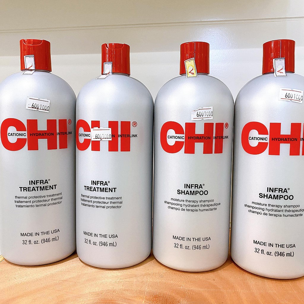 Chính Hãng - Cặp dầu gội xả CHI Infra shampoo & treatment siêu mượt cho tóc khô hư tổn (xám)Mỹ 946ml X 2 - Tặng Tinh Dầu