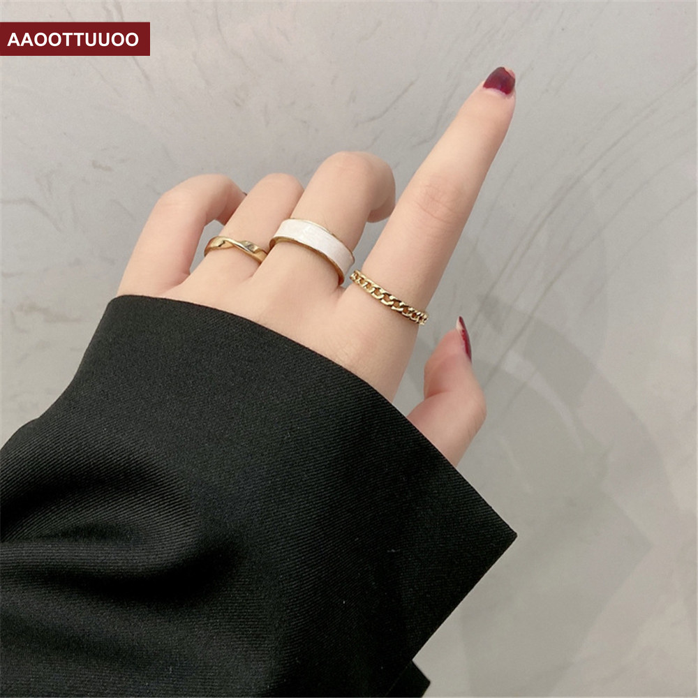 Bộ 3 Nhẫn Bản Rộng Độc Đáo Thời Trang Cho Nữ