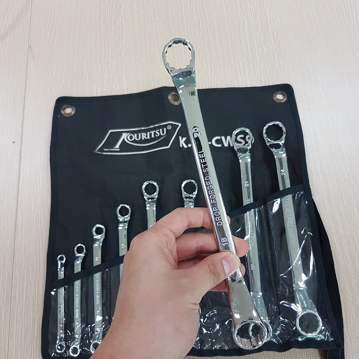 [Rẻ vô địch] [Ảnh thật] [Chính hãng] Bộ cờ lê vòng miệng 2 đầu 9 chi tiết từ 6x7mm đến 22x24mm hãng Kouritsu Nhật Bản