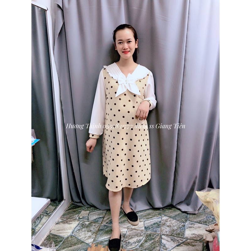 váy bầu thiết kế chấm bi