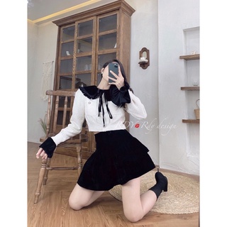 Set dạ cổ bèo mix cv nhung