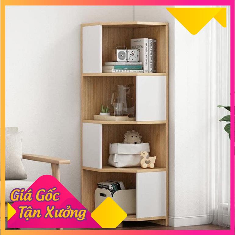 (HOT + FREESHIP) Kệ Sách Kệ Để Góc Tường Hình Tam Giác 4 Tầng Cực Tiện Ích