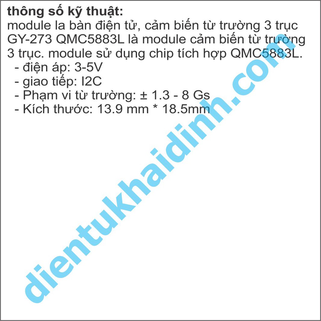 module la bàn điện tử cảm biến từ trường 3 trục GY-273 QMC5883L 5883 kde3110