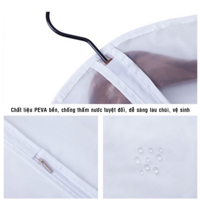 Túi bọc quần áo treo tủ chống bui, chống nước, có khóa kéo ở giữa (LH3) (TT65)
