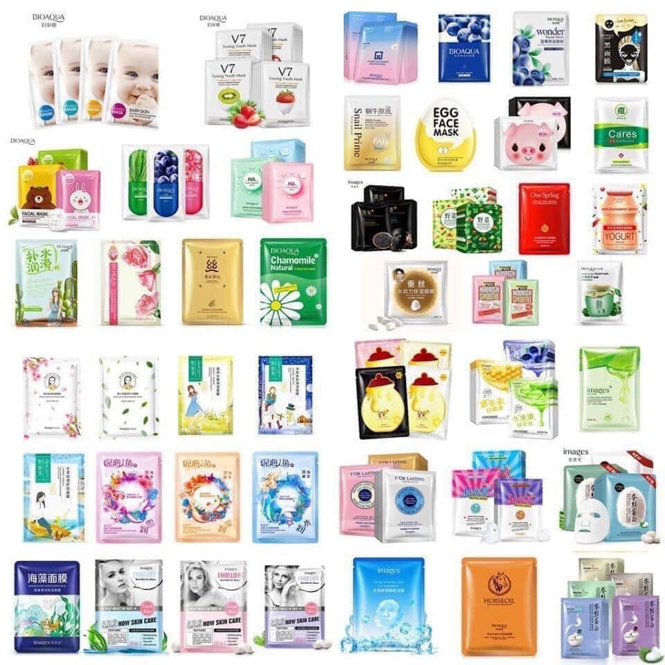 [RẺ NHẤT SHOPEE ] Mặt nạ giấy dưỡng da mụn cấp ẩm thải độc nội địa trung Bioqua, Image