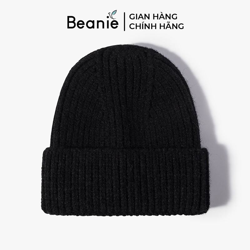 Mũ Len Trơn Cao Cấp BEANIE Phong Cách Thời Trang Hàn Quốc, Nón Len Dệt Kim Dài Mùa Đông Unisex Nam Nữ Màu Đen, Be B010