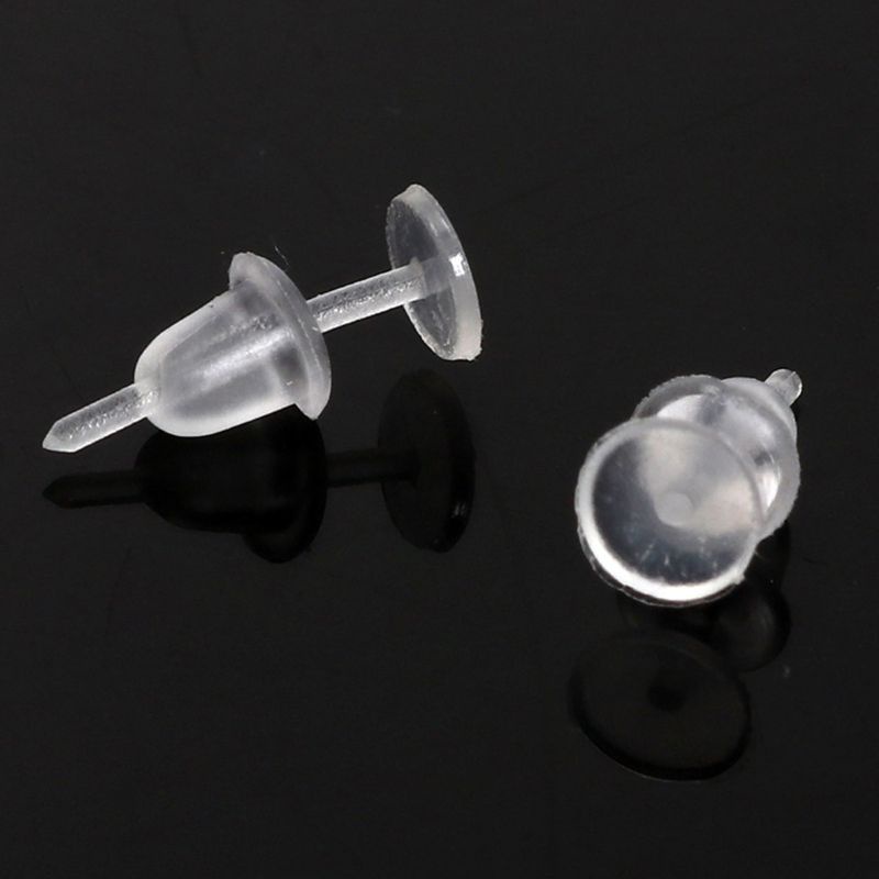 Set 100 Ghim Nhựa Trong Suốt Làm Khuyên Tai Thể Thao Makin