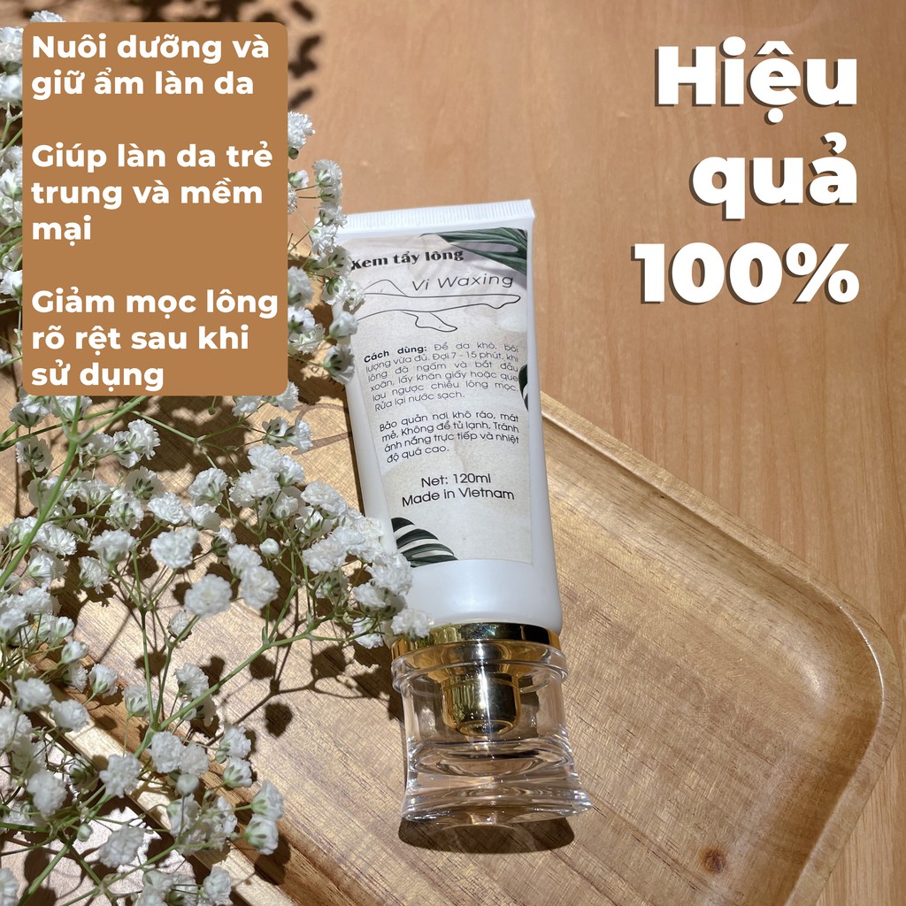 [Kem tẩy lông Vi Waxing tặng Serum triệt lông] 𝐓𝐮𝐲́𝐩 𝟏𝟐𝟎𝐦𝐥: Lông chân, Lông tay, Lông Bikini, Lông nách, Lông vùng kín