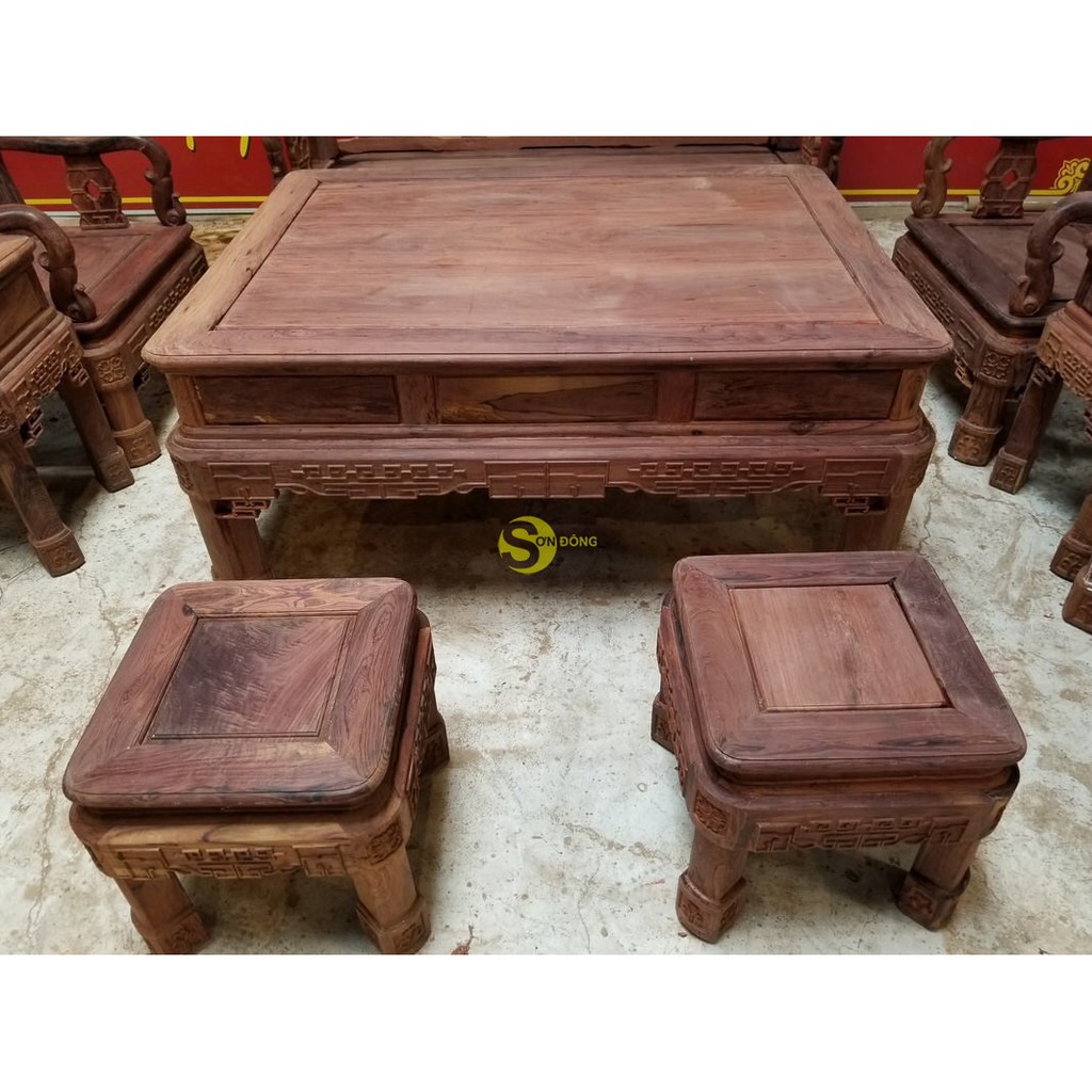 Bàn ghế gỗ cẩm lai xịn | Minh quốc triện tay 10 – 10 món