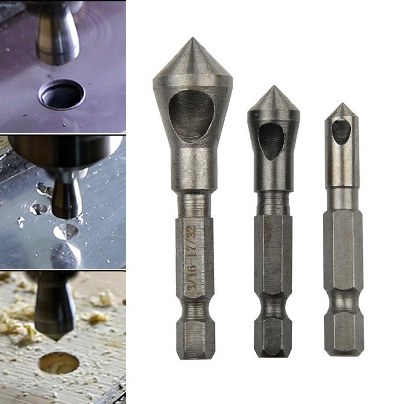 Bộ 3 mũi khoan khoét loe miệng góc 90 độ tự làm cho bản bằng gỗ/PVC/nhôm