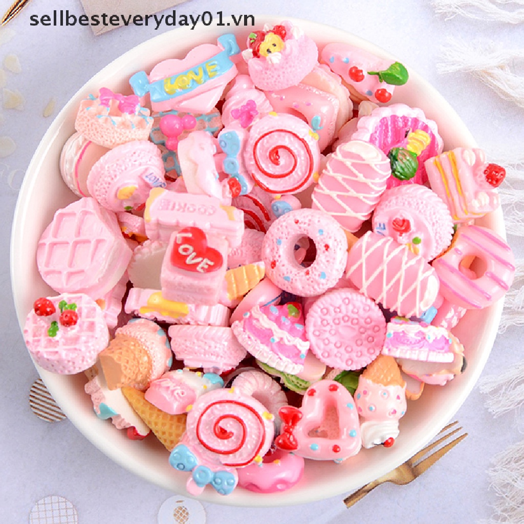 Set 10 phụ kiện trang trí đồ thủ công hình bánh kẹo dễ thương