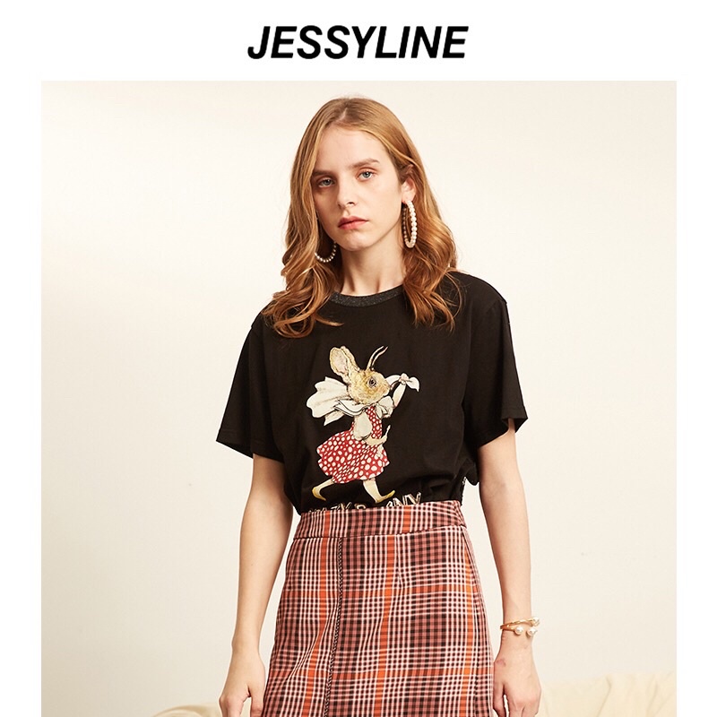 Áo thun đen mix ren Jessyline