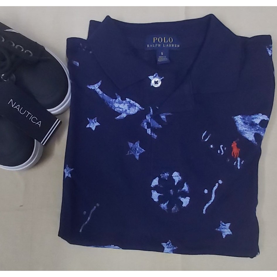 Áo thun polo bé trai 5-6 tuổi cotton tay ngắn hiệu Ralph Lauren size 6 hàng hiệu mỹ chính hãng