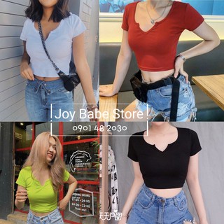 [HÌNH THẬT] ÁO THUN CROPTOP TRƠN ÔM BODY - CỔ KHOÉT TIM 19