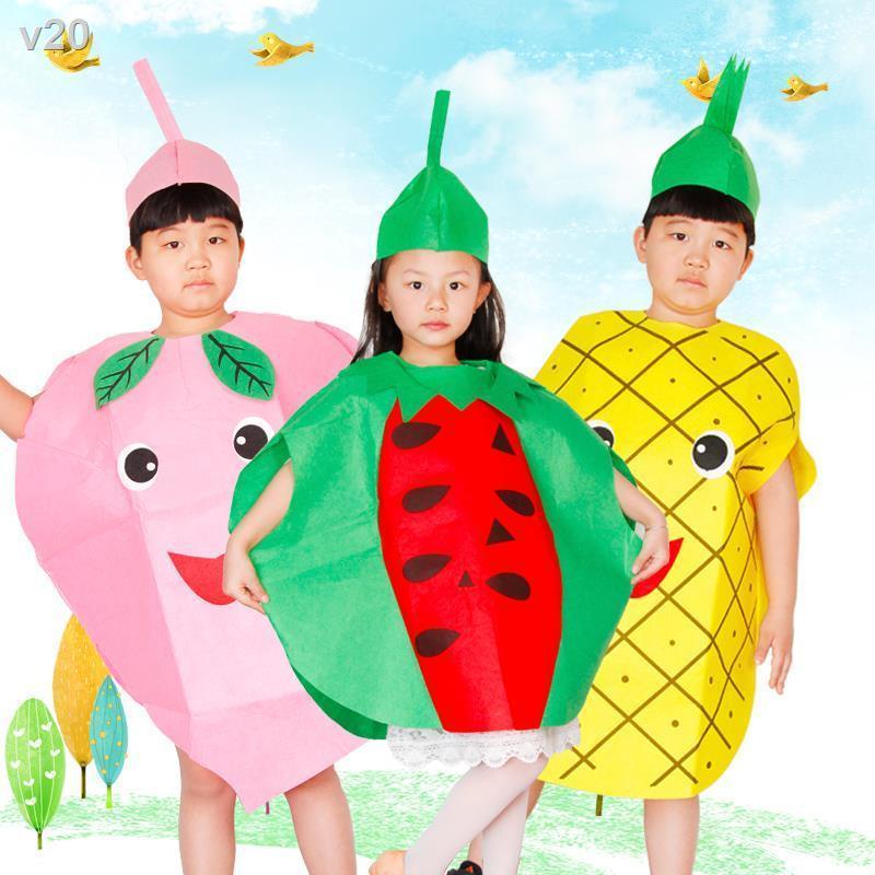 ◆▪✕Halloween trẻ em quần áo bảo vệ môi trường trái cây trình diễn vật liệu làm bằng tay tự chương thời trang nam cha mẹ