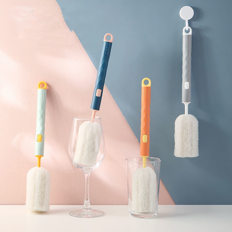 Bàn chải bọt biển cán dài có thể tháo rời dùng để vệ sinh ly cốc thủy tinh