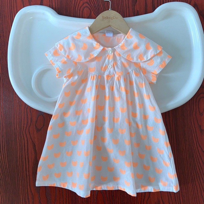 Váy bé gái 1.5-7 tuổiVáy cộc tay giản dị cotton cao cấp xuất dư 0421