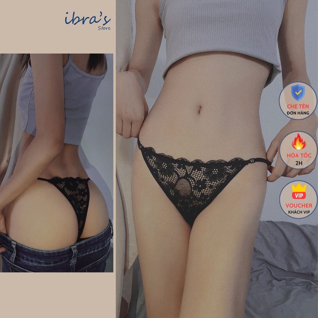 Quần Lót Ren nữ Sexy Lọt Khe iBRA cạp thấp lưới xuyên thấu gợi cảm phối dây hông quyến rũ họa tiết Hoa IBRA'S STORE i113