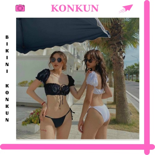 Bikini 2 mảnh tay bồng Hiền Hồ sexy KONKUN MS46