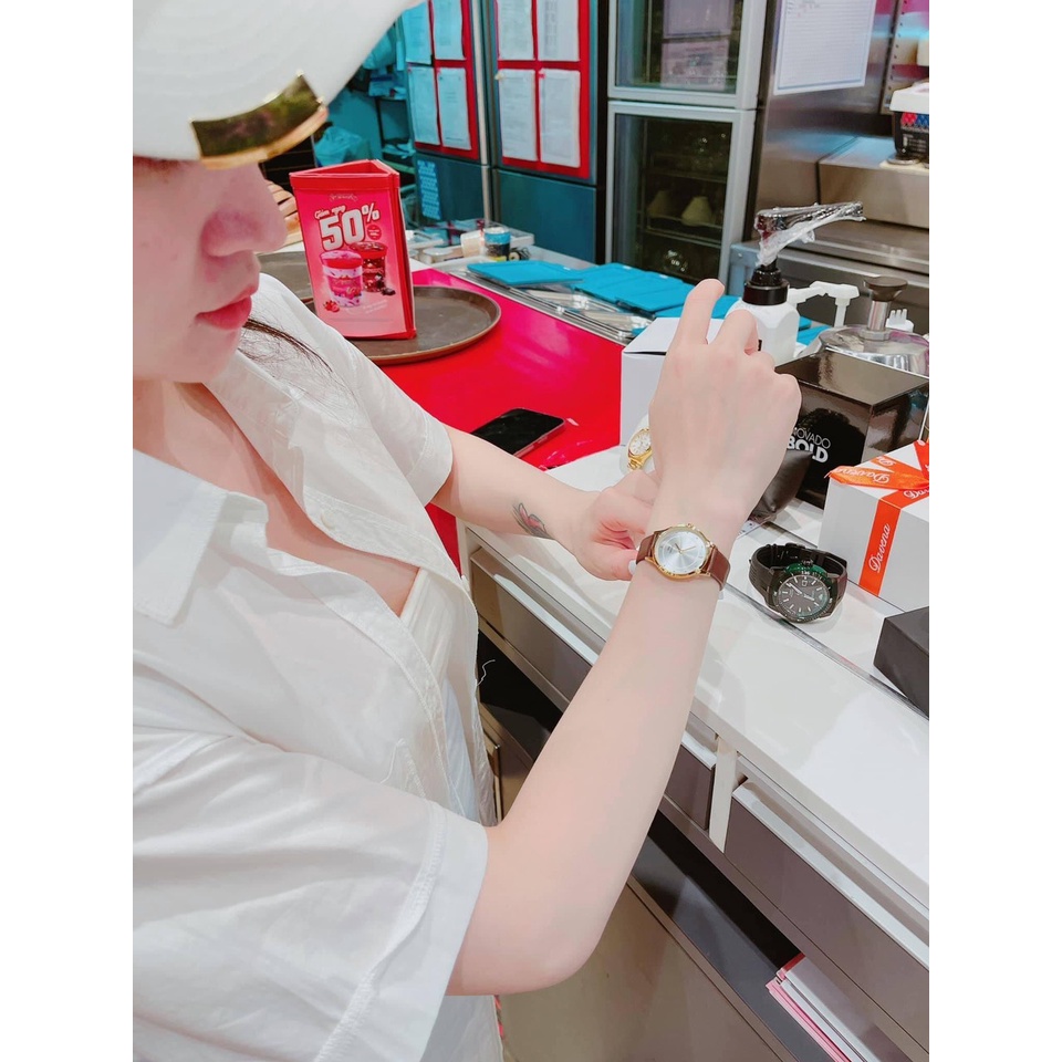 Đồng hồ nữ Mike dây da mặt tròn chính hãng, hàng full box, chống nước chống xước