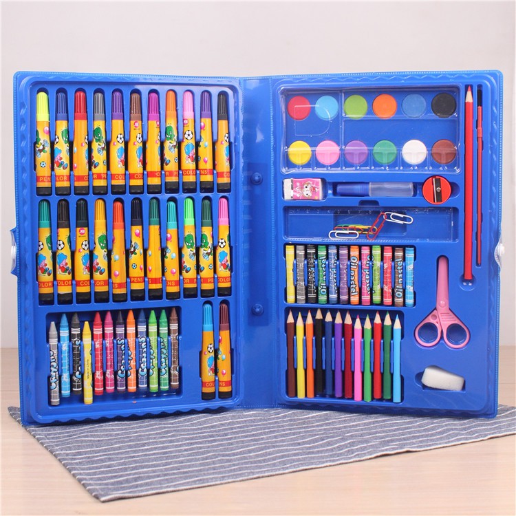 Hộp bút chì màu 86 món 6 loại bút màu kèm phụ kiện cho bé