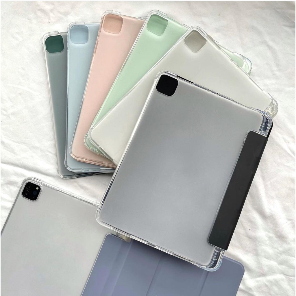 Ốp máy tính bảng silicon một mặt trong suốt có khay đựng bút