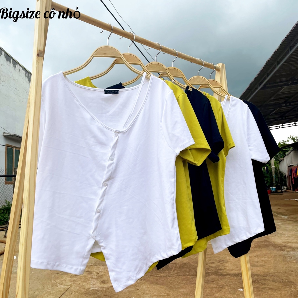 Áo Thun Kiểu Bigsize Nút Xéo Lên Phom Dễ Thương Che Bụng Cực Tốt  A35