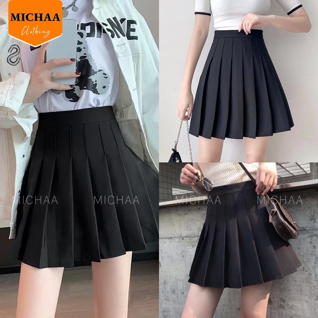 Chân Váy XẾP LY TENNIS Nữ Ngắn Dáng Xòe Lưng Cạp Cao Chữ A Có Lót Trong - MICHAA