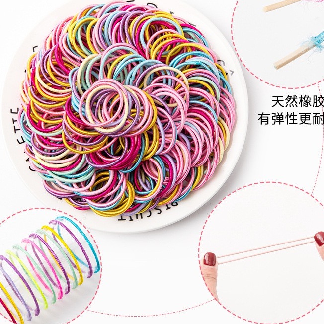 Túi 100 chun buộc tóc vòng nhỏ sắc màu cho bé gái SuShishop S.CH02