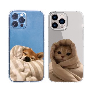 Ốp điện thoại TPU trong dáng vuông họa tiết chó mèo thích hợp cho IPHONE 7 8 PLUS XR