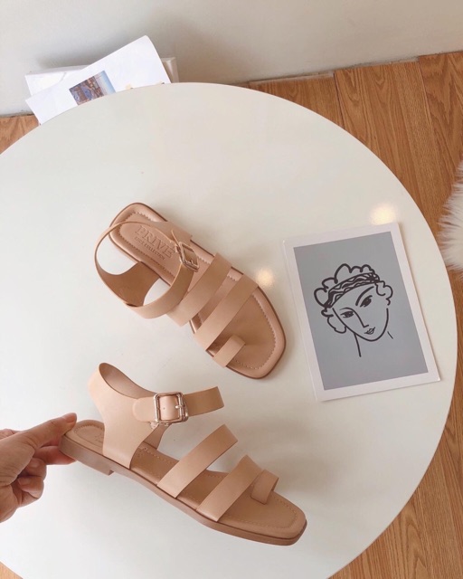 Sandal xỏ ngón dây ngang đế mềm, quai chun hậu
