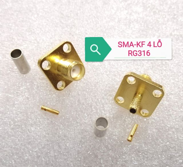 Đầu jack SMA-KF mặt bích có lỗ bắt vít panel thành hộp vỏ hộp