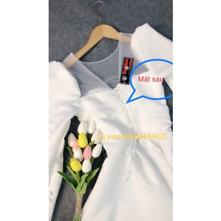 ĐẦM XOÈ DỰ TIỆC TAY PHỒNG CỔ LƯỚI size s/m/l/xl ( ẢNH VÀ VIDEO DO CHỦ SHOP TỰ QUAY 10000%)